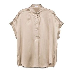 Brunello Cucinelli Khaki Button-Down Shirt With Drop Shoulders - NWT